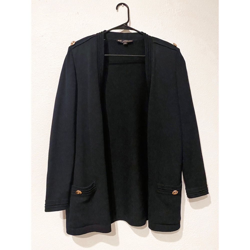 St. John Santana Knit Open Front Blazer Cardigan